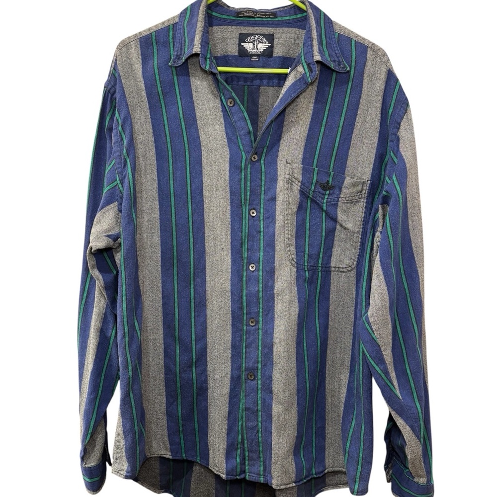 90s striped button down, West coast style. Size large